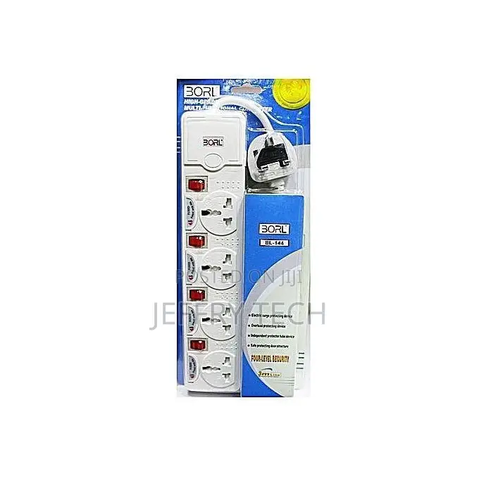 Borl High-Grade 4-Way Fused Surge Protected Extension Cable