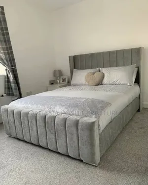 5 by 6 Grey Fabric Tufted Bed - Free Delivery