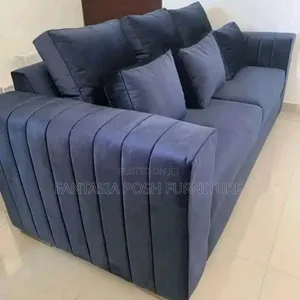 Navy Blue Channel-Tufted 3 Seater.