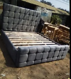 5 by 6 Fully Upholstered Grey Bed - Pay on Delivery