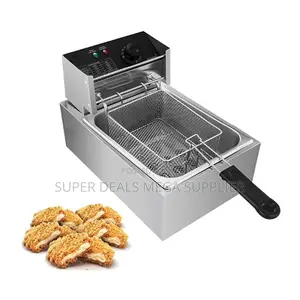 6l Electric Deep Fryer Single Tank Adjustable Temp Stainless Steel