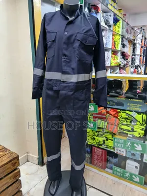 Hi Visibility Dark Blue Coveralls