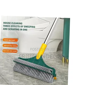 3-in-1 Floor Scrubbing v- Shaped Brush, Broom Squeegee
