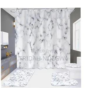4pcs Bathroom Set – Matching Shower Curtain, Rugs, and Toilet Cove