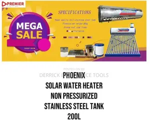 Phoenix Solar Water Heater Non-Pressurized 200l