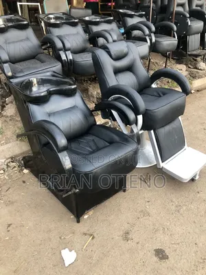 Black Shampoo Sink and Barber Chairs