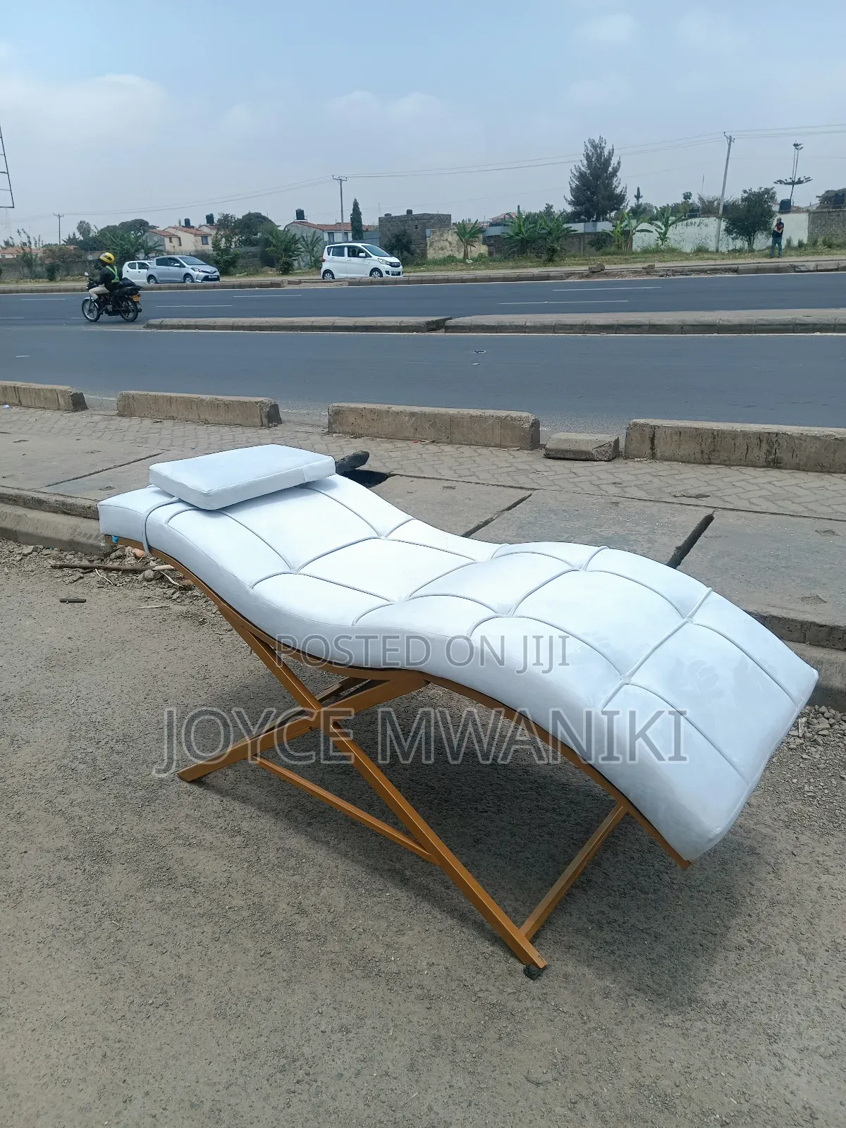 White Lash Bed, With Gold Frame.