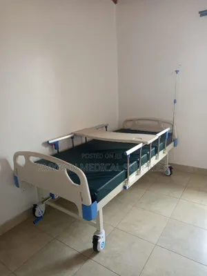 Single Crank Bed With Mattress and Over Table