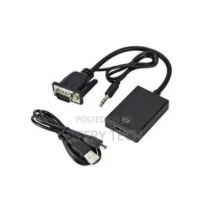 Vga to Hdmi Converter Adapter Cable With Audio Output - Black
