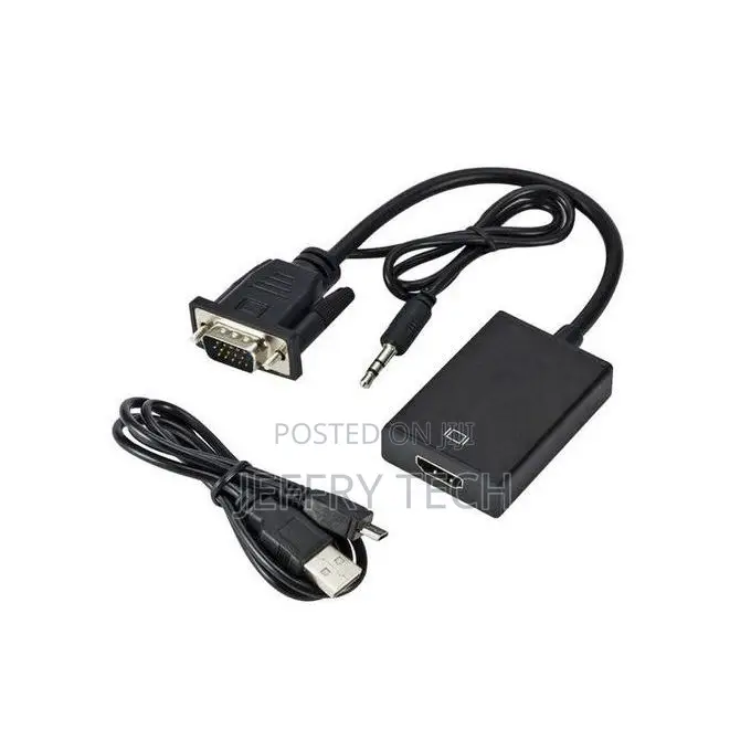 Vga to Hdmi Converter Adapter Cable With Audio Output - Black