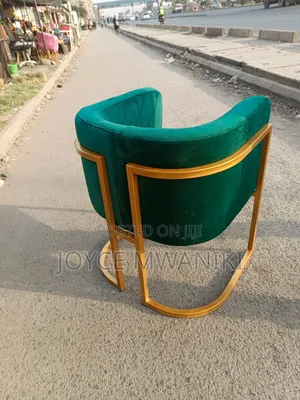 Green Manicure or Styling Chair, With Gold Colour Frame 