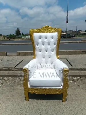 King Chair or Pedicure Chair, White Leather 