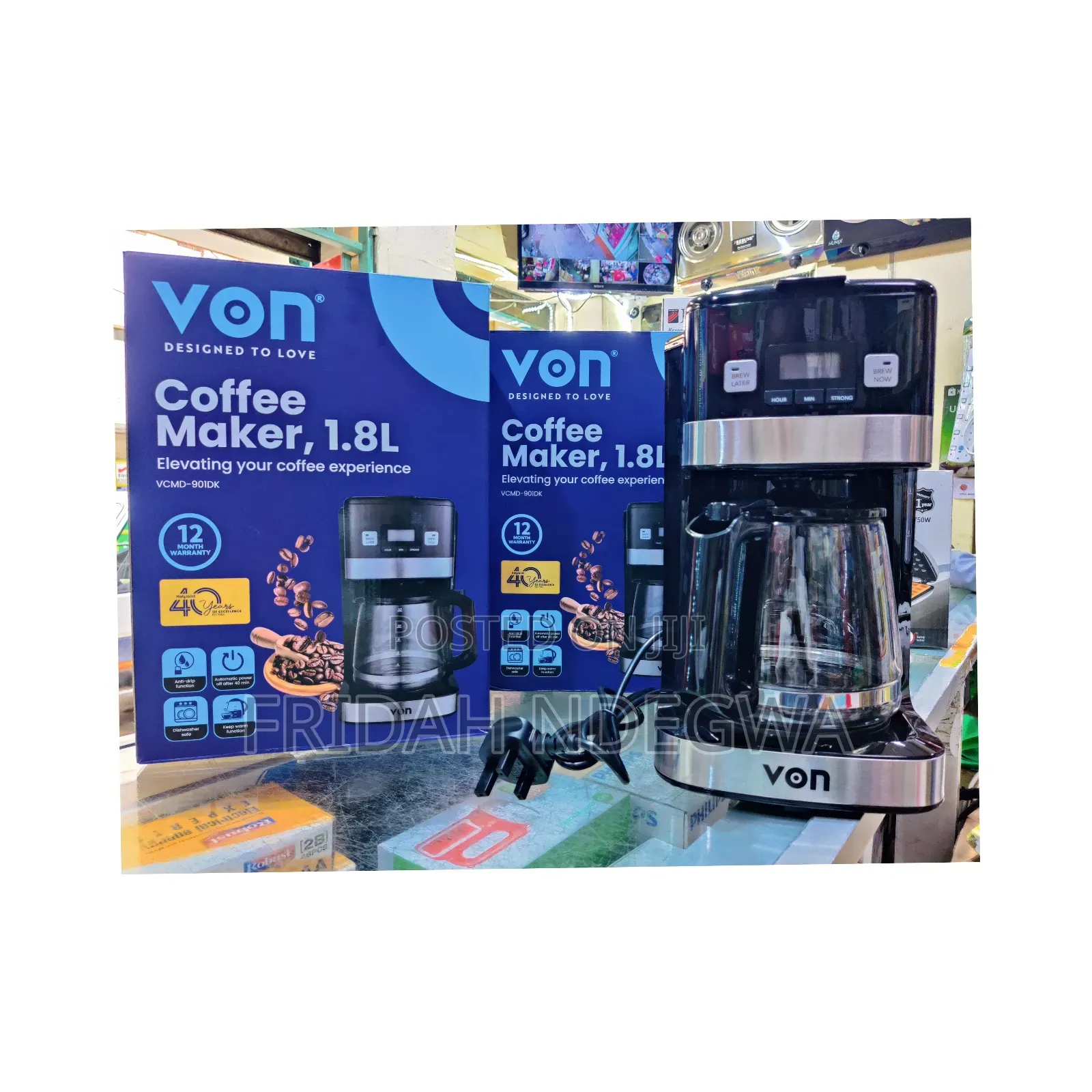 *Von Coffee Maker Digital,Black VCMD-901dk