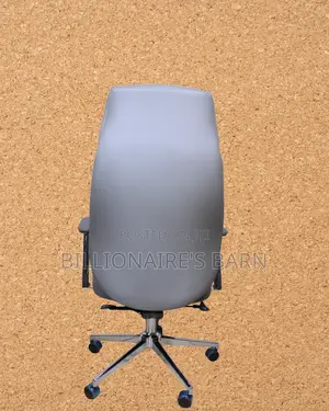 Grey Executive Leather Office Chair | Space-Saving Steel Frame