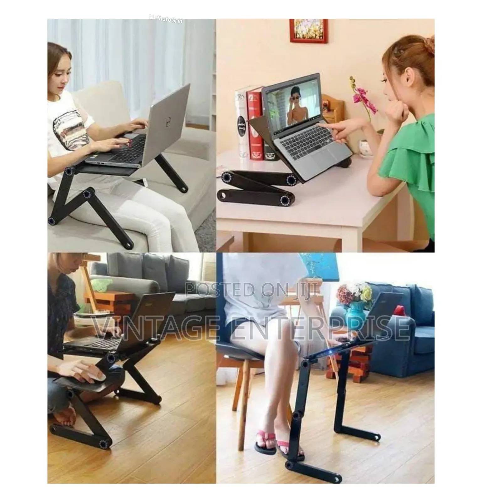 Foldable Metallic Laptop Stand With Mouse Pad and Fan*