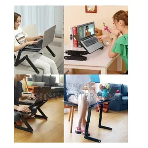 Foldable Metallic Laptop Stand With Mouse Pad and Fan*