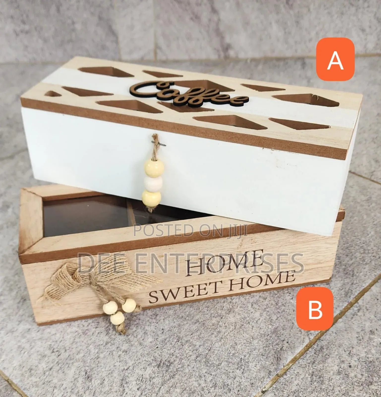 3 Compartments / Slot Wooden Teabag / Coffee Organizer