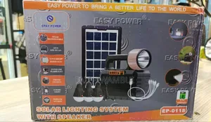 New Easy Power Solar Lighting System With Speakers Radio 4 Bulb