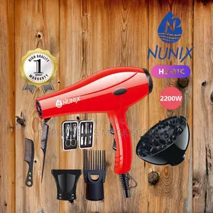 Stylish and Efficient Nunix Hd-01c Red Hair Dryer With Accessories