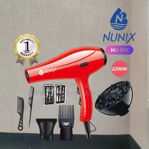 Nunix Hd-01c Red Blow Dryer Perfect for Home Hair Styling