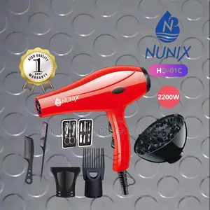 Easy to Carry Powerful Nunix Hd-01c Red Hair Dryer With Accessories