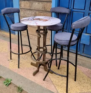 Gray Bar Set Chairs and a Table