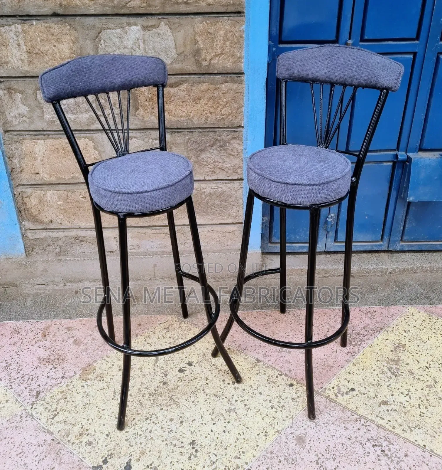 Kitchen Counter or Bar High Stools With Cushioned Backrest.