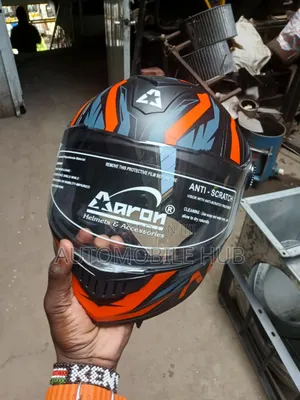 Aaron Full Face Helmet - Orange Black Riding Helmet