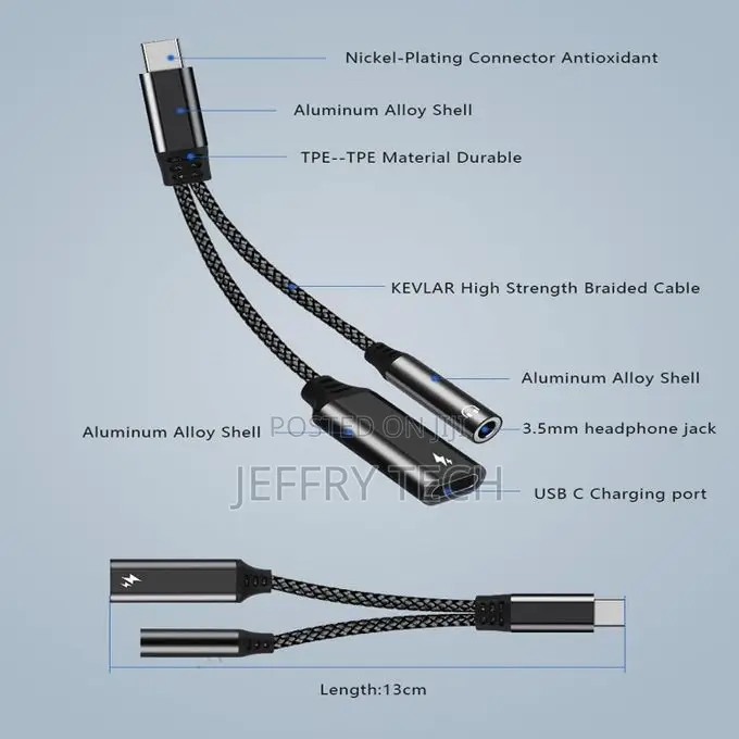 Type -C Audio Adapter to 3.5mm Plus Type C Pd