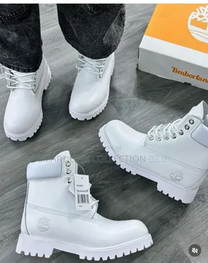 Unisex White Timberland Leather High Boots