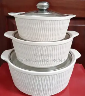 Upgrade Your Kitchen With This Premium Set of 3 White Soup Pots