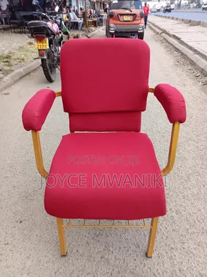 Red Church Chair With Armrest 