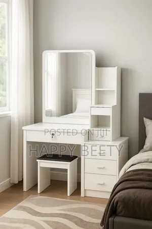 Dressing Table With Sliding Mirror for a Storage Compartment