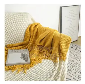 Yellow Knitted Throw Blankets