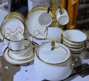 25pcs Gold Line Ceramic Dinner Set