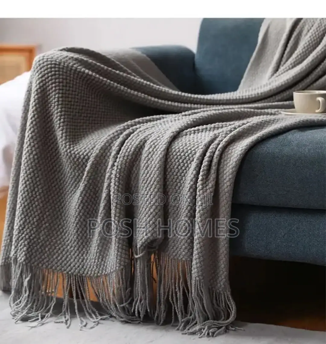 Grey Knitted Throw Blankets