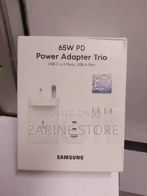 65w Samsung Power Adapter Trio With 2 Usb-C Usb-a Ports Fast Charge
