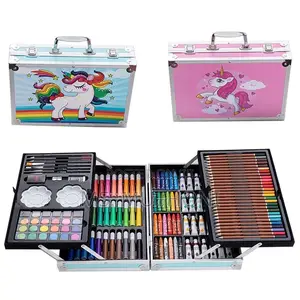 Portable Aluminum Art Supplies Set for Kids, Case Art Kit (Pink) -