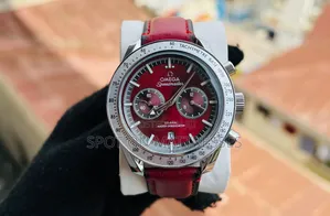 Whoa Nice! Omega Watch Burgundy Official With Leather Strap.