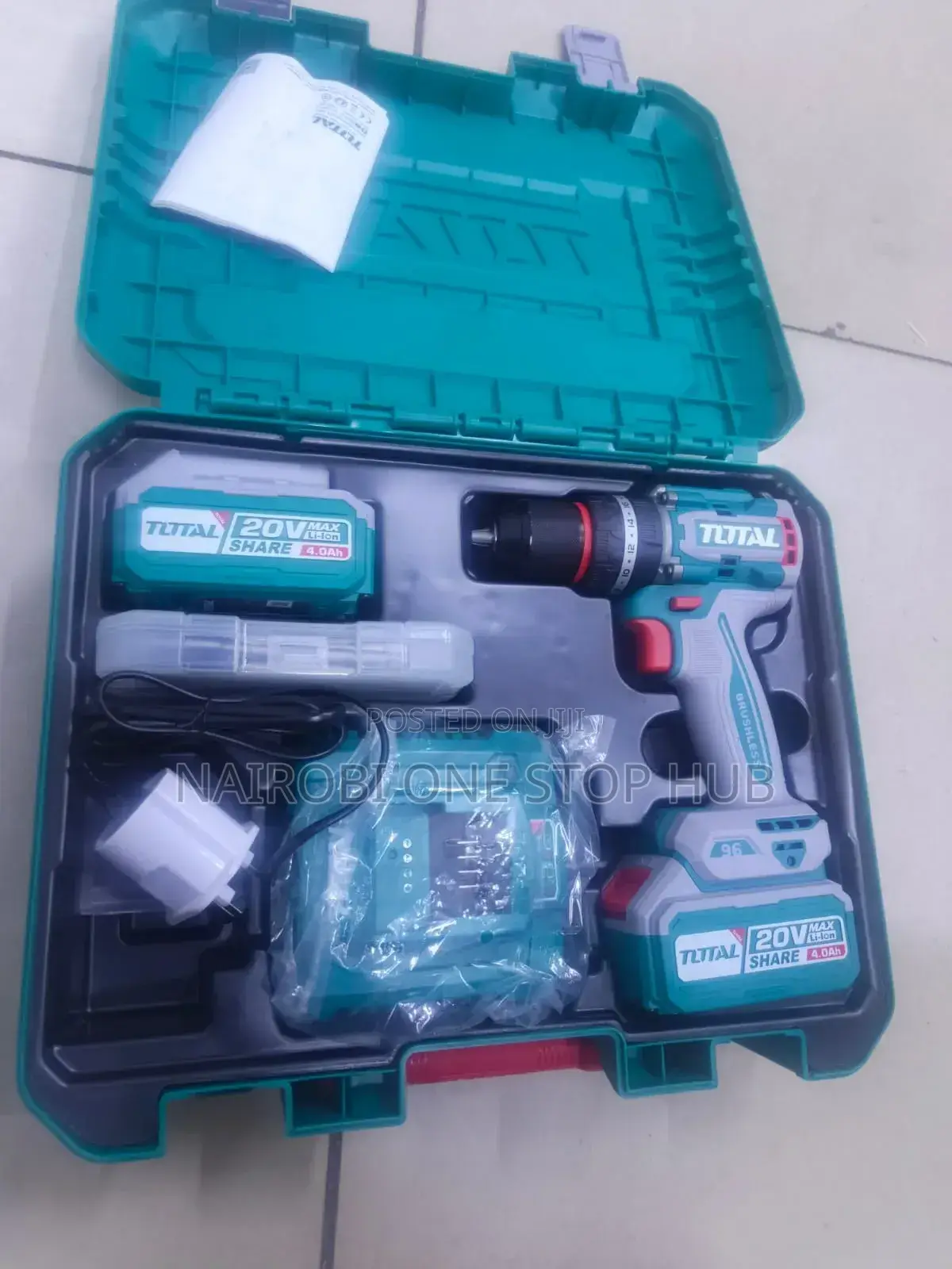 Total 20v Max Power Cordless Drill With Accessories