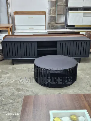 Black Perforated Tv Stand Table