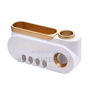 Classy Good Morning Toothpaste Dispenser and Toothbrush Holder