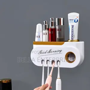 Classy Good Morning Toothpaste Dispenser and Toothbrush Holder