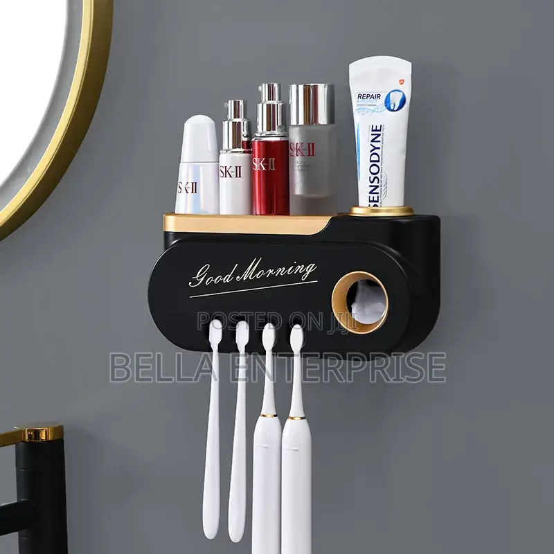Classy Good Morning Toothpaste Dispenser and Toothbrush Holder