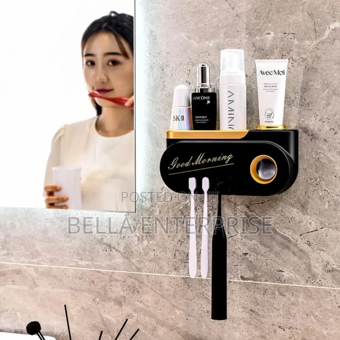 Classy Good Morning Toothpaste Dispenser and Toothbrush Holder