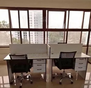 Executive White Four - Way Office Workstation