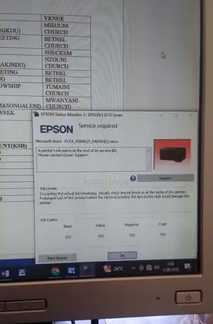 Epson L3250 Ink Pad Reset Key Code