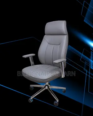 Quiet-Roll Grey Executive Leather Office Chair — Easy to Clean