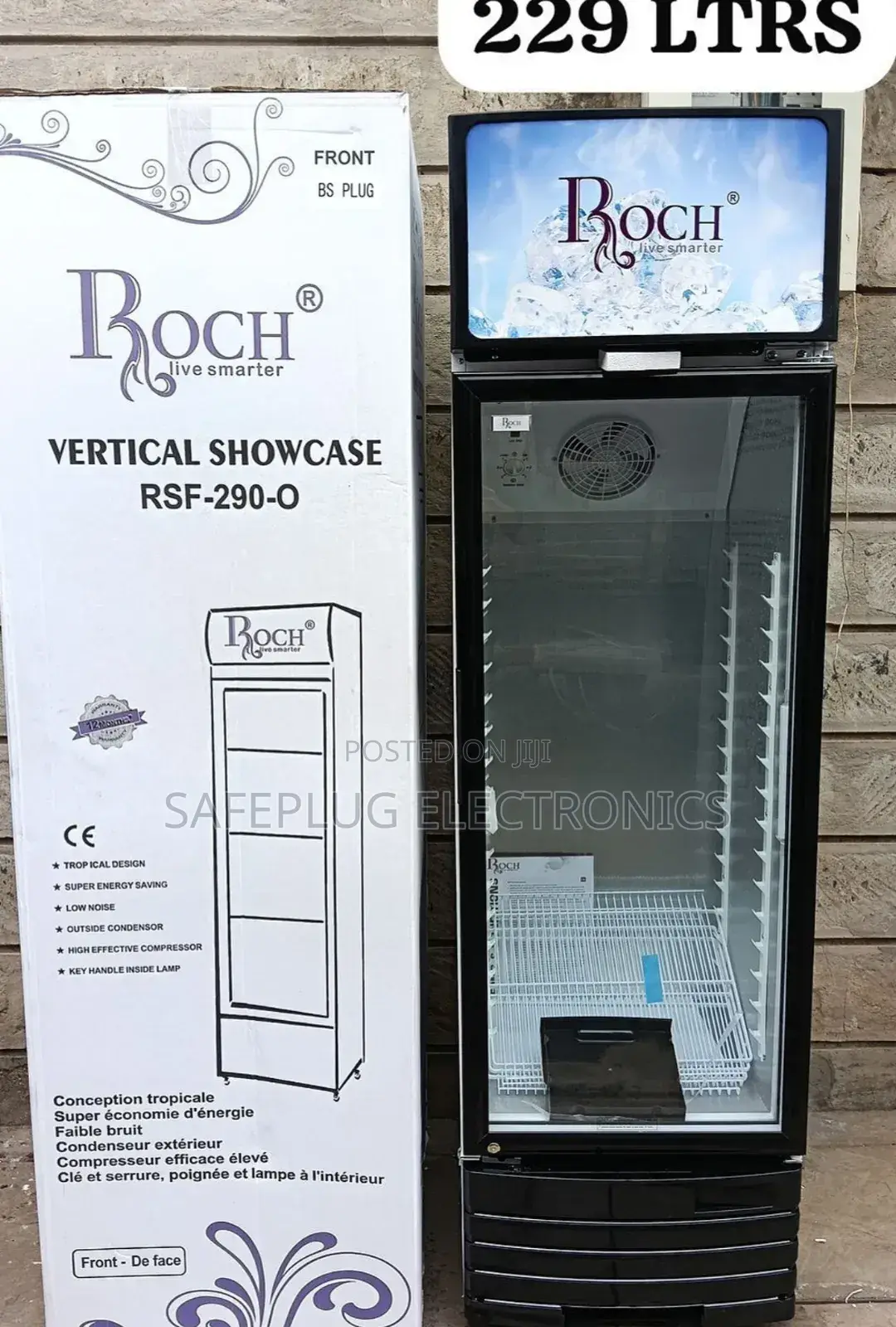 229 Litres Roch Vertical Showcase Chiller Model RSF-290-O Refrigerator