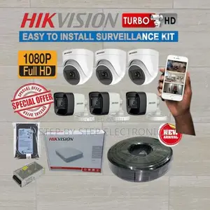 Complete Hikvision 6 Cameras 2mp 1080p DVR Kit + Cables and Connectors